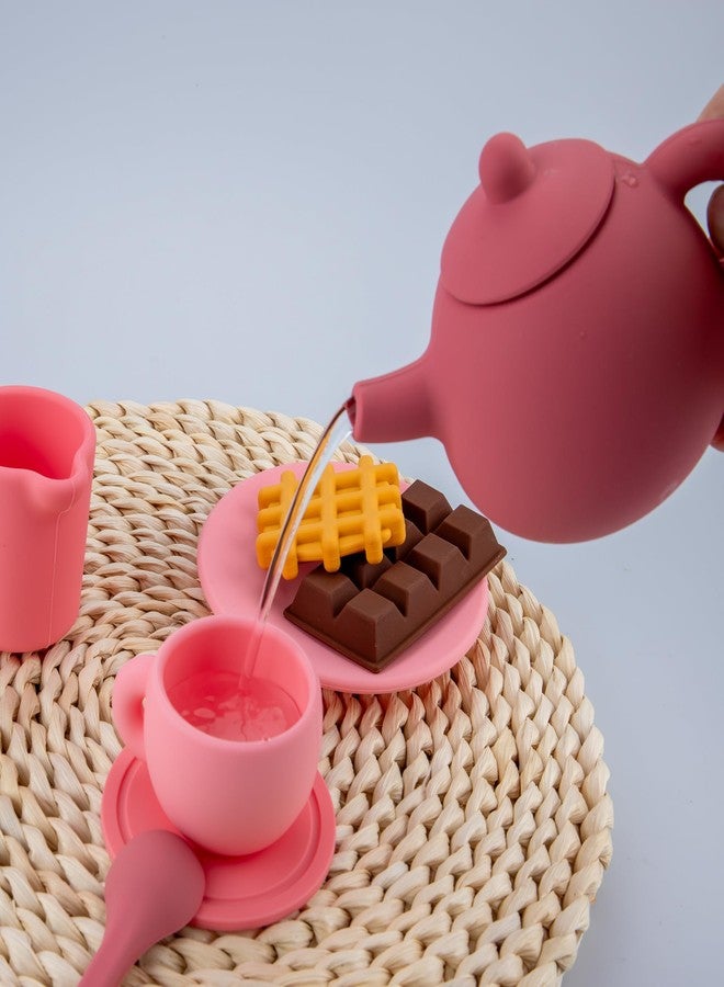 EHR Silicone Tea Set for Toddlers,Play Tea Party Set,A Cute Pink Outfit Suitable for Toddler Girl - Image 5